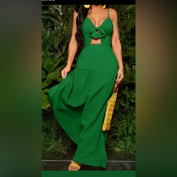 shein green silk dress Maxi Color:AE019